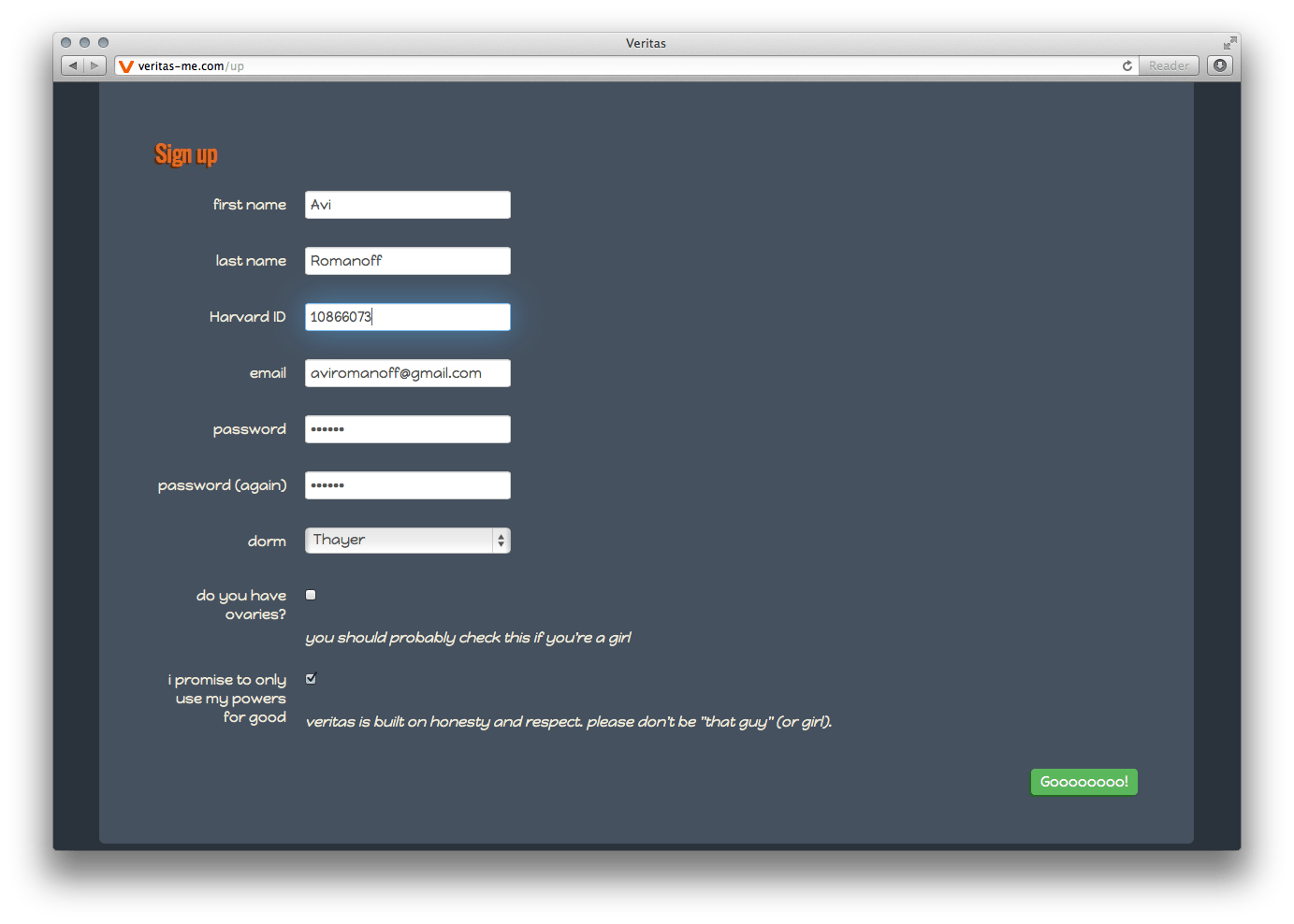 signing up for a new account