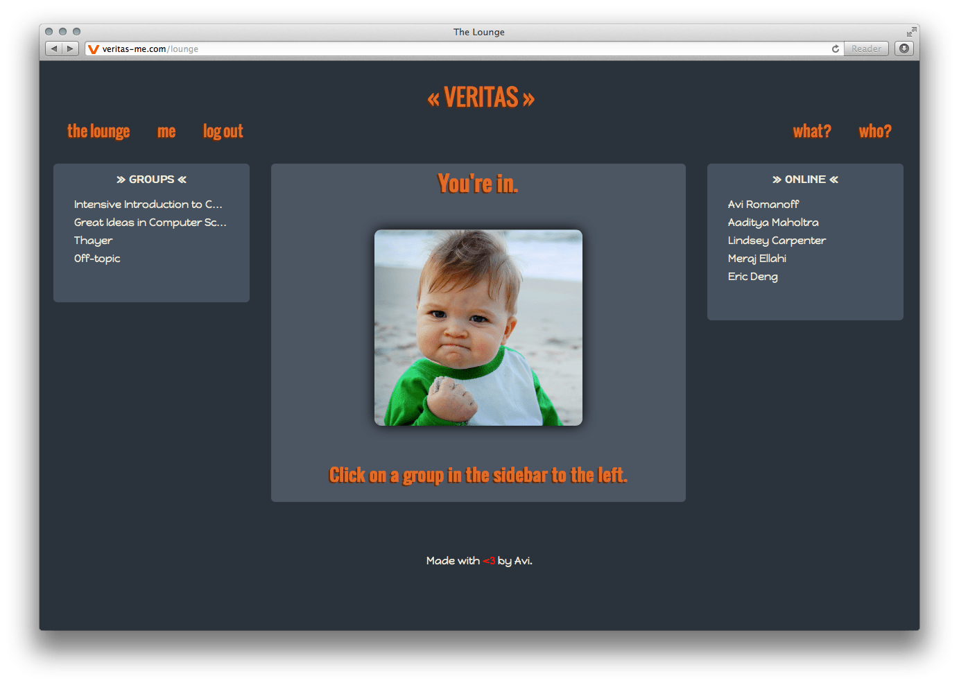 signed-in home page
